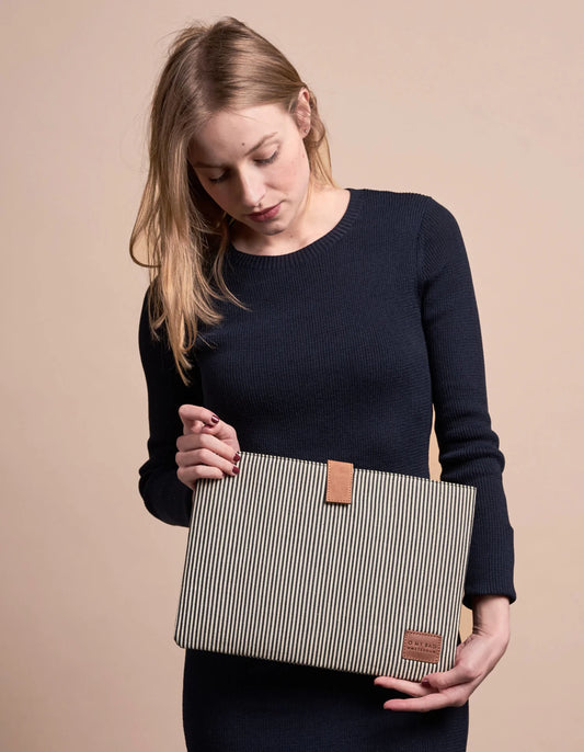 Cotton Laptop Sleeve 13" - Cotton Camel Hunter Leather
